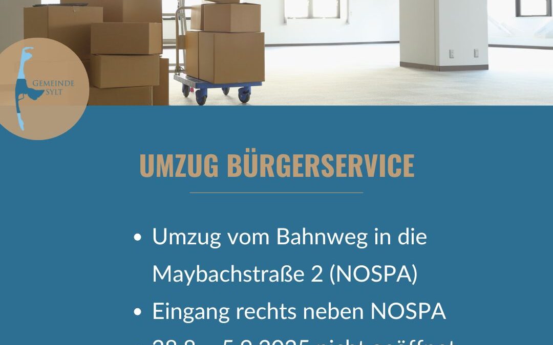 Bürgerservice zieht um – ab 8.9.2025 in der Maybachstraße 2