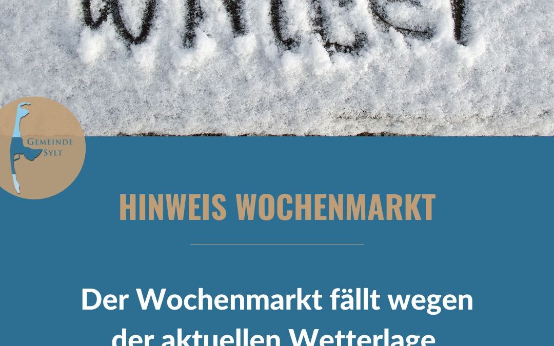 Wochenmarkt am Samstag, 10.01.2026, entfällt