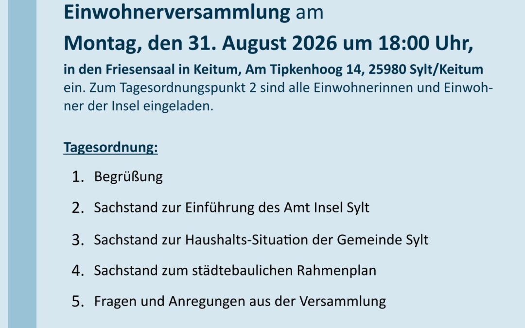 Einladung zur Einwohnerversammlung am 31. August 2026